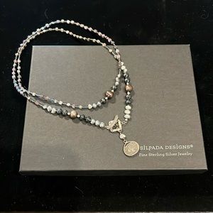 Silpada versatile, sterling, silver purple, pearl and beaded necklace